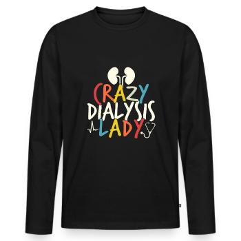 Cadeau de chemise Crazy Dialysis Lady - T-shirt manches longues Premium bio Homme - noir - Devant - Nico (187cm)