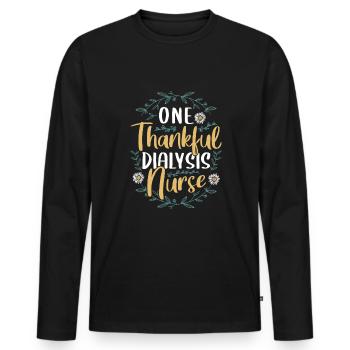 Une infirmière en dialyse reconnaissante - T-shirt manches longues Premium bio Homme - noir - Devant - Nico (187cm)