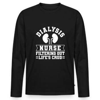 Dialysis Nurse Shirt Gift - Men's Premium Organic Long Sleeve Shirt - black - Front - Nico (187cm)
