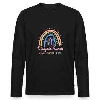 Dialysis Nurse Shirt - Men's Premium Organic Long Sleeve Shirt - black - Front - Nico (187cm)
