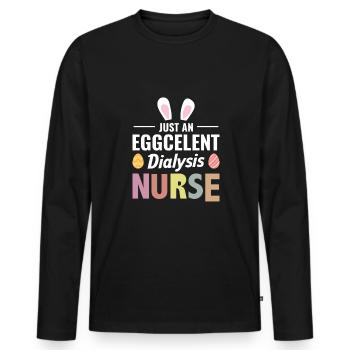 Just An Eggcelent Dialysis Nurse Shirt - Men's Premium Organic Long Sleeve Shirt - black - Front - Nico (187cm)