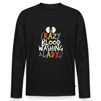 Crazy Blood Washing Lady Dialysis Nurse - T-shirt manches longues Premium bio Homme - noir - Devant - Nico (187cm)