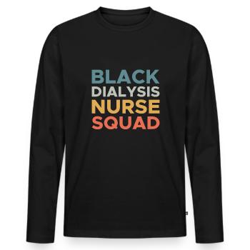 Chemise noire de l’escouade infirmière en dialyse - T-shirt manches longues Premium bio Homme - noir - Devant - Nico (187cm)