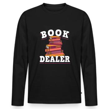 Book Dealer Shirt Geschenk Bibliothek - Männer Premium Bio Langarmshirt - Schwarz - Vorne - Nico (187cm)
