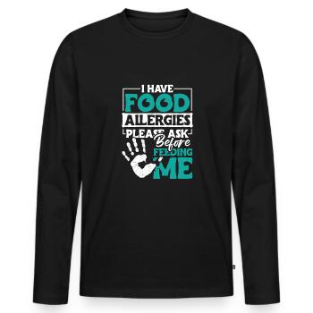 I Have Foot Allergies Shirt Gift - Men's Premium Organic Long Sleeve Shirt - black - Front - Nico (187cm)