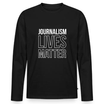 Le journalisme compte - T-shirt manches longues Premium bio Homme - noir - Devant - Nico (187cm)