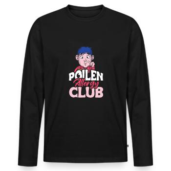 Pollen Allergy Club Shirt Gift - Men's Premium Organic Long Sleeve Shirt - black - Front - Nico (187cm)