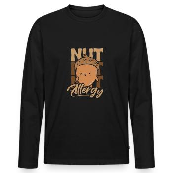 Chemise d’allergie aux noix Allergie aux arachides - T-shirt manches longues Premium bio Homme - noir - Devant - Nico (187cm)