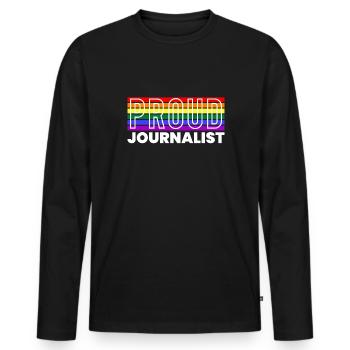 Cadeau de chemise de journaliste fier - T-shirt manches longues Premium bio Homme - noir - Devant - Nico (187cm)