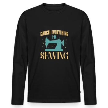 Cancle tout en chemise de couturière Sweing - T-shirt manches longues Premium bio Homme - noir - Devant - Nico (187cm)