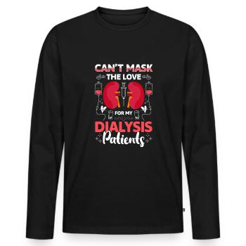 Cant Mask L’amour pour mes patients dialysés - T-shirt manches longues Premium bio Homme - noir - Devant - Nico (187cm)