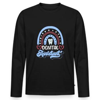 Dental Assistant Shirt Geschenk Zahnarzt - Männer Premium Bio Langarmshirt - Schwarz - Vorne - Nico (187cm)
