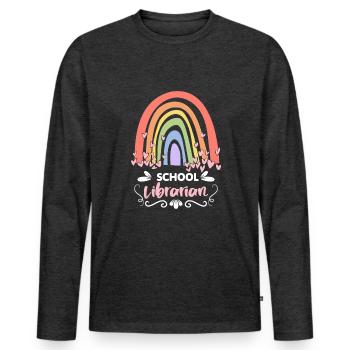 School Librarian Shirt Geschenk - Männer Premium Bio Langarmshirt - Anthrazit meliert - Vorne - Nico (187cm)