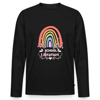 School Librarian Shirt Geschenk - Männer Premium Bio Langarmshirt - Schwarz - Vorne - Nico (187cm)