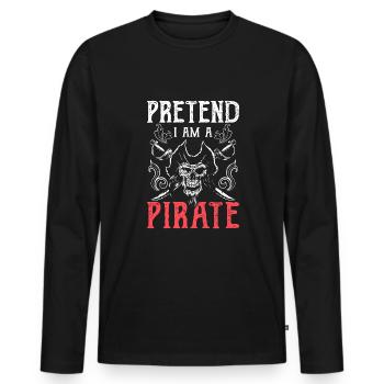 Pretend in A Pirate Shirt Gift - Men's Premium Organic Long Sleeve Shirt - black - Front - Nico (187cm)