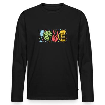 Love Bartender Shirt Cadeau - T-shirt manches longues Premium bio Homme - noir - Devant - Nico (187cm)