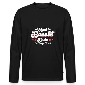 Read Banned Books Shirt Gift - Men's Premium Organic Long Sleeve Shirt - black - Front - Nico (187cm)