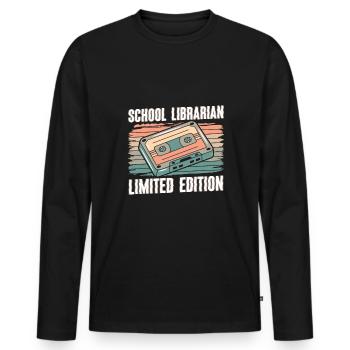 School Librarian Limited Edition Shirt Gift - Men's Premium Organic Long Sleeve Shirt - black - Front - Nico (187cm)