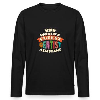 Assistant dentiste le plus mignon au monde - T-shirt manches longues Premium bio Homme - noir - Devant - Nico (187cm)