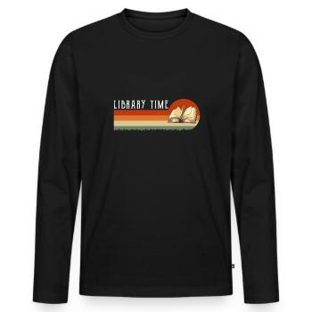 Library Time Vintage Retro Shirt Geschenk - Männer Premium Bio Langarmshirt - Schwarz - Vorne - Nico (187cm)