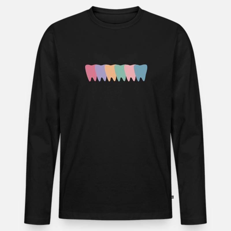 Vintage Retro Zähne Zahnarzt - Männer Premium Bio Langarmshirt - Schwarz