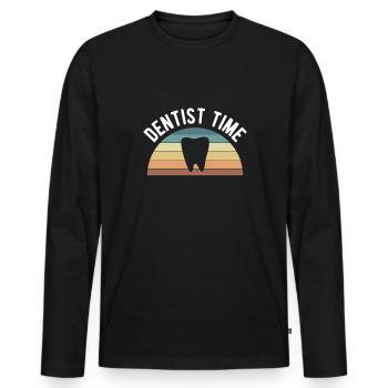 Dentiste Time Vintage Retro Zahnarzt - T-shirt manches longues Premium bio Homme - noir - Devant - Nico (187cm)