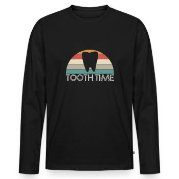 Tooth Time Vintage Retro Zahnarzt - Männer Premium Bio Langarmshirt - Schwarz - Vorne - Nico (187cm)
