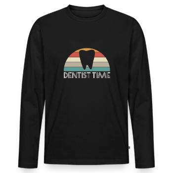 Dentiste Time Vintage Retro Zahnarzt - T-shirt manches longues Premium bio Homme - noir - Devant - Nico (187cm)
