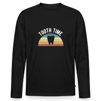 Tooth Time Vintage Retro Dentist - Men's Premium Organic Long Sleeve Shirt - black - Front - Nico (187cm)