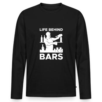 Life Behind Bars Shirt Bartender Gift - Men's Premium Organic Long Sleeve Shirt - black - Front - Nico (187cm)