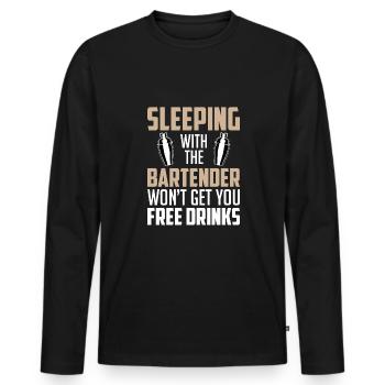 Dormir avec le barman ne vous libérera pas - T-shirt manches longues Premium bio Homme - noir - Devant - Nico (187cm)