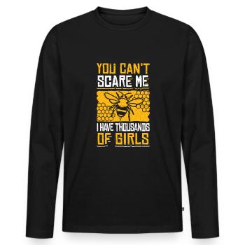 You Cant Scare Me I Havee Thousends Of Girls - Männer Premium Bio Langarmshirt - Schwarz - Vorne - Nico (187cm)