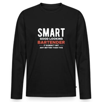 Chemise de barman élégant et beau barman - T-shirt manches longues Premium bio Homme - noir - Devant - Nico (187cm)