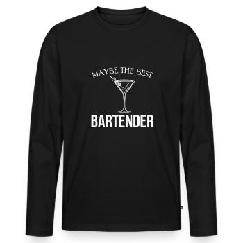 Peut-être le meilleur cadeau de barman Shirt Bartender - T-shirt manches longues Premium bio Homme - noir - Devant - Nico (187cm)