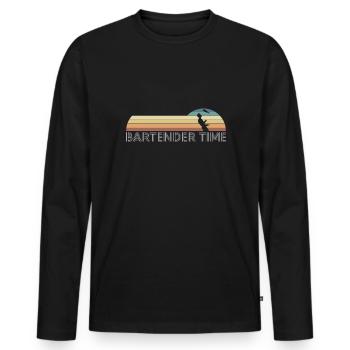 Vintage Retro Bartender Time Barkeeper - Männer Premium Bio Langarmshirt - Schwarz - Vorne - Nico (187cm)