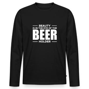 La beauté est dans l’œil de la chemise du porte-bière - T-shirt manches longues Premium bio Homme - noir - Devant - Nico (187cm)