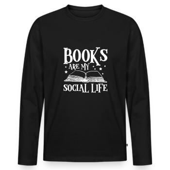 Book Are My Social Life Shirt Gift - T-shirt manches longues Premium bio Homme - noir - Devant - Nico (187cm)