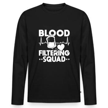 Blood Filtering Squad Shirt Gift - Men's Premium Organic Long Sleeve Shirt - black - Front - Nico (187cm)