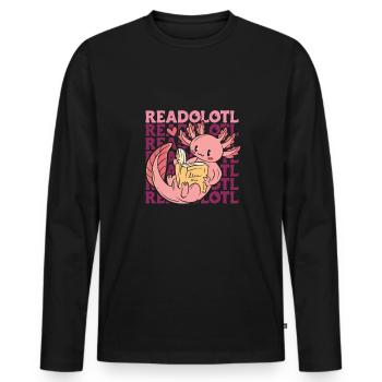 Redolotl Shirt Gift Library Livres - T-shirt manches longues Premium bio Homme - noir - Devant - Nico (187cm)