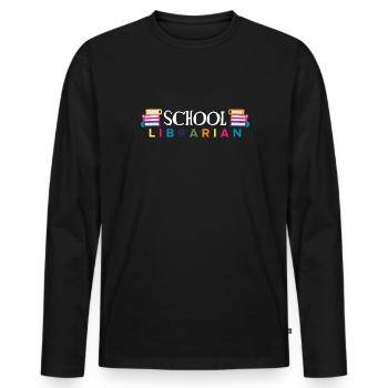 School Librarian Shirt Geschenk - Männer Premium Bio Langarmshirt - Schwarz - Vorne - Nico (187cm)