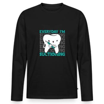 Everyday Im Zahnarzt Shirt Geschenk - Männer Premium Bio Langarmshirt - Schwarz - Vorne - Nico (187cm)
