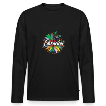 Librarian Shirt Geschenk Bibliothekarin - Männer Premium Bio Langarmshirt - Schwarz - Vorne - Nico (187cm)