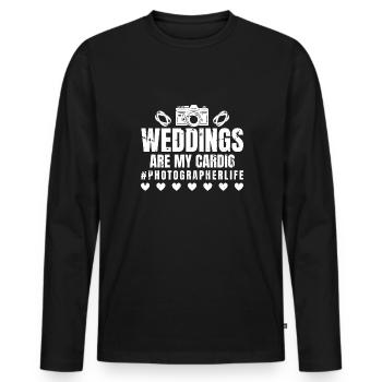 Les mariages sont mon cadeau de mariage Cardio Photographer - T-shirt manches longues Premium bio Homme - noir - Devant - Nico (187cm)