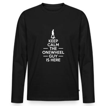Restez calme Le gars de Onewheel est ici - T-shirt manches longues Premium bio Homme - noir - Devant - Nico (187cm)