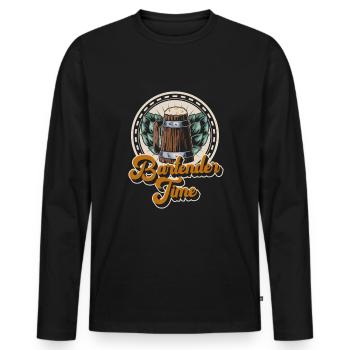 Barman Time Shirt Cadeau Barman - T-shirt manches longues Premium bio Homme - noir - Devant - Nico (187cm)