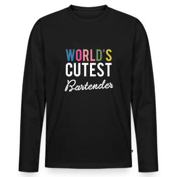 Worlds Cutest Bartender Shirt Gift - Men's Premium Organic Long Sleeve Shirt - black - Front - Nico (187cm)