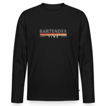 Barman Time Shirt Cadeau Barman - T-shirt manches longues Premium bio Homme - noir - Devant - Nico (187cm)
