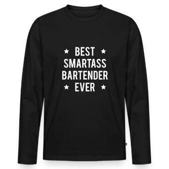 Meilleure chemise de barman Smartass - T-shirt manches longues Premium bio Homme - noir - Devant - Nico (187cm)