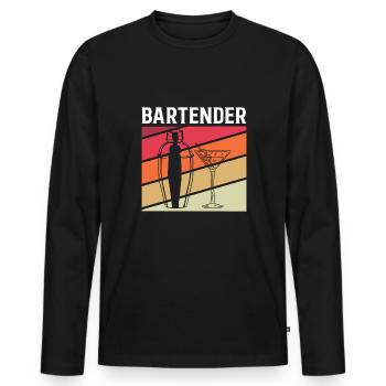 Cadeau de chemise de barman - T-shirt manches longues Premium bio Homme - noir - Devant - Nico (187cm)