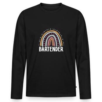 Cadeau de chemise de barman - T-shirt manches longues Premium bio Homme - noir - Devant - Nico (187cm)
